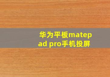 华为平板matepad pro手机投屏